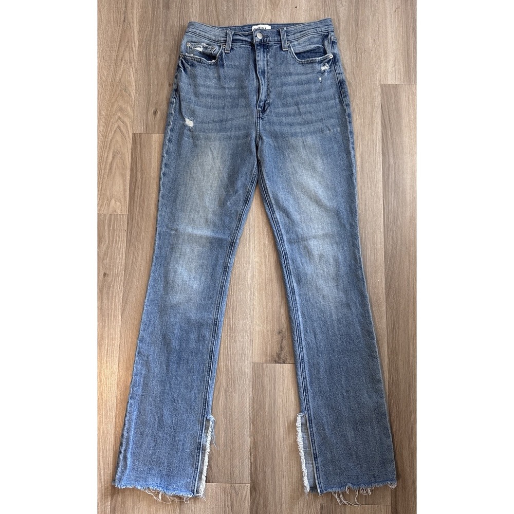 Pistola Jeans Womens 30 High Rise Kick Flare Raw Hem Distressed Stretch Denim